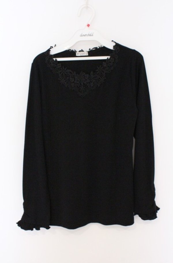 画像1: axes femme / モチーフレースインナー F クロ O-26-02-24-1027-AX-TO-IG-OS (1)