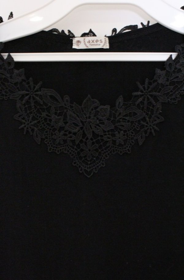 画像2: axes femme / モチーフレースインナー F クロ O-26-02-24-1027-AX-TO-IG-OS (2)