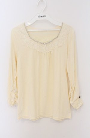 画像: axes femme / 薔薇ボタン配色カットソー M アイボリー O-26-02-24-1028-AX-TO-IG-OS