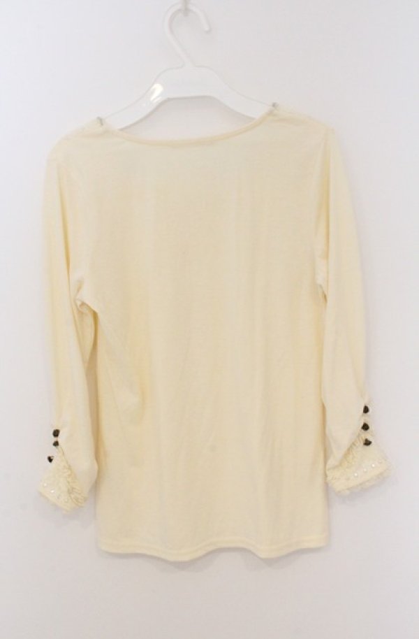 画像4: axes femme / 薔薇ボタン配色カットソー M アイボリー O-26-02-24-1028-AX-TO-IG-OS (4)