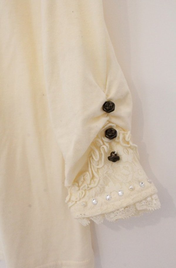 画像5: axes femme / 薔薇ボタン配色カットソー M アイボリー O-26-02-24-1028-AX-TO-IG-OS (5)