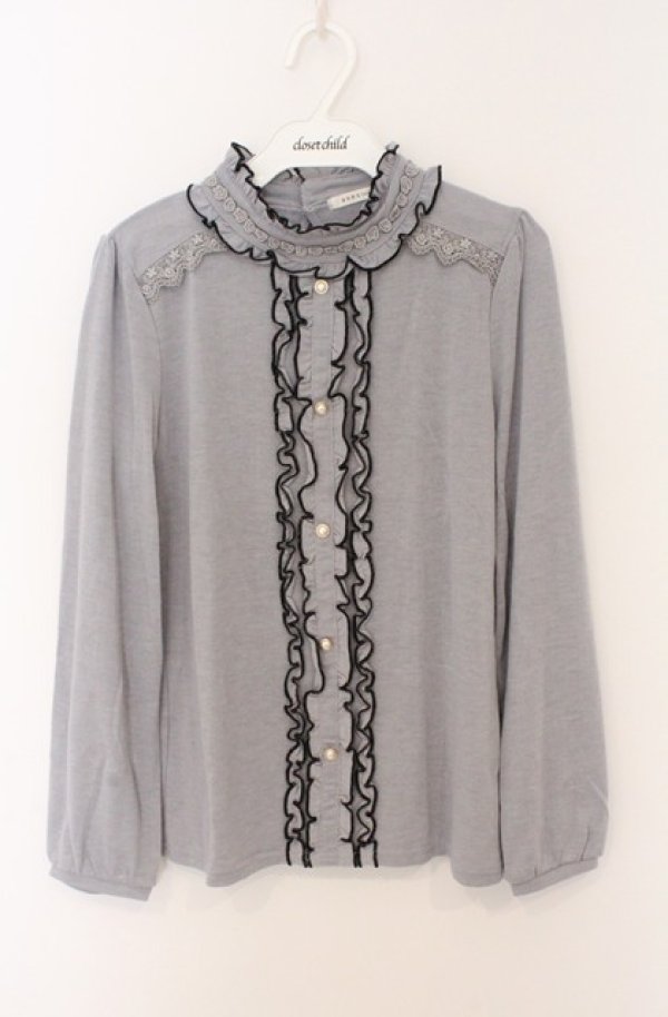 画像1: axes femme / ブラウス風プルオーバー M グレー O-26-02-24-1029-AX-TO-IG-OS (1)