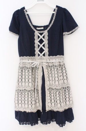 画像: axes femme / アイラッシュレースチュニック M ネイビー O-26-02-24-1030-AX-OP-IG-OS