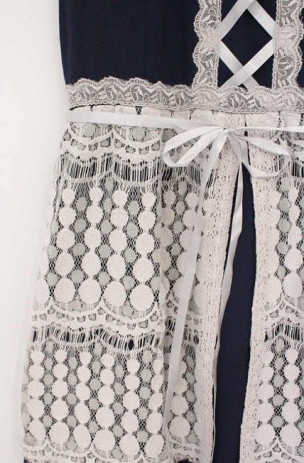 画像2: axes femme / アイラッシュレースチュニック M ネイビー O-26-02-24-1030-AX-OP-IG-OS (2)