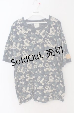 画像: Karl Helmut / ハイビスカス柄Tシャツ L ネイビー O-26-02-24-1032-EL-TO-IG-OS