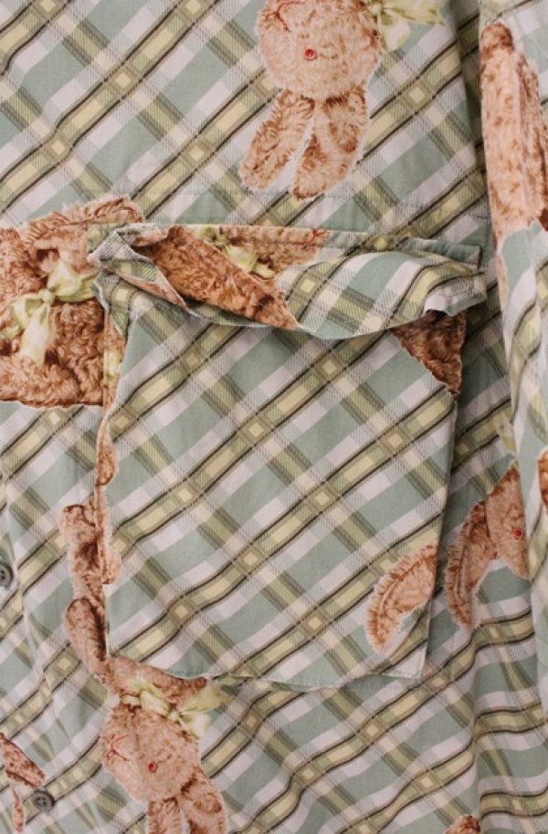 画像3: MEN'S KANEKO ISAO / うさぎ柄開襟シャツ  ミント O-26-02-24-1033-EL-BL-IG-OS (3)