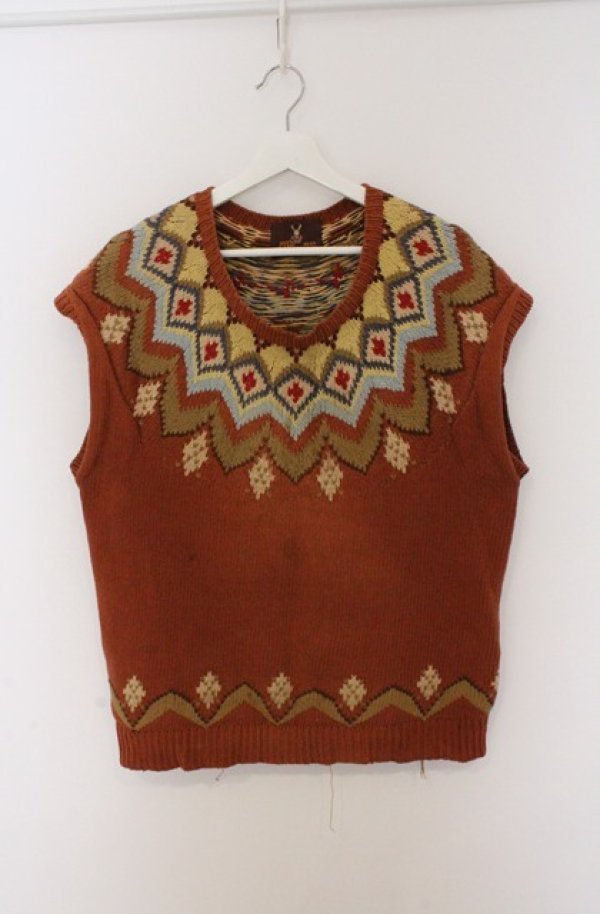 画像1: MEN'S KANEKO ISAO / ニットベスト  ブラウン O-26-02-24-1036-EL-TO-IG-OS (1)
