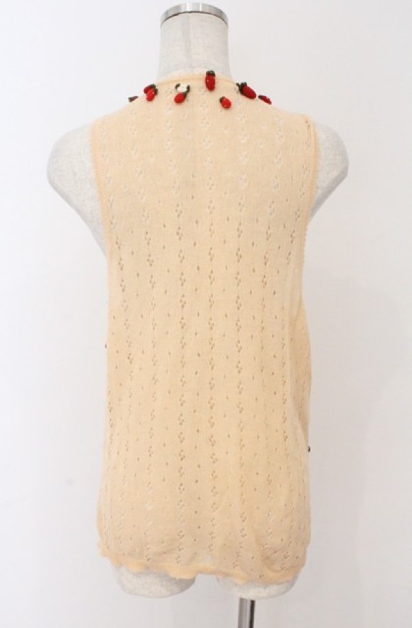 画像4: PINK HOUSE / いちごモチーフ透かし編みベスト  アイボリー O-26-02-24-1038-LO-TO-IG-OS (4)