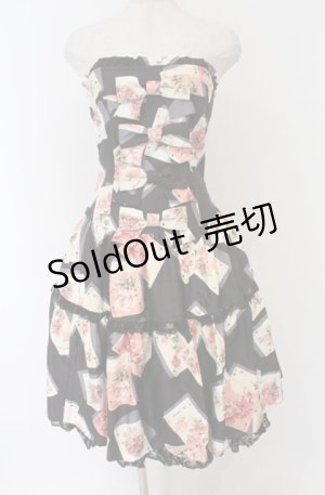 画像: JESUS DIAMANTE / アントワーヌベアワンピ 38 トランプ薔薇柄黒 O-26-02-24-1044-JE-OP-OW-OS