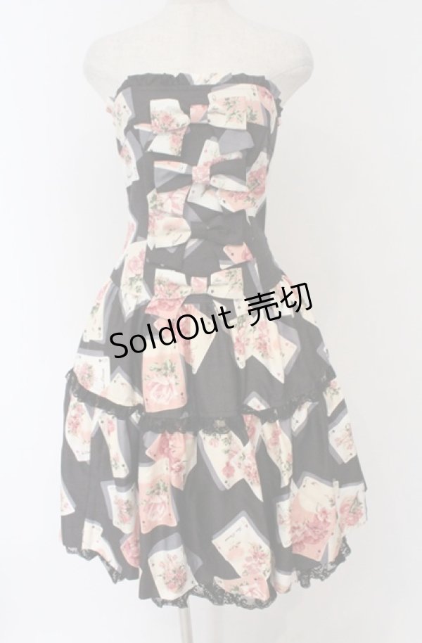 画像1: JESUS DIAMANTE / アントワーヌベアワンピ 38 トランプ薔薇柄黒 O-26-02-24-1044-JE-OP-OW-OS (1)