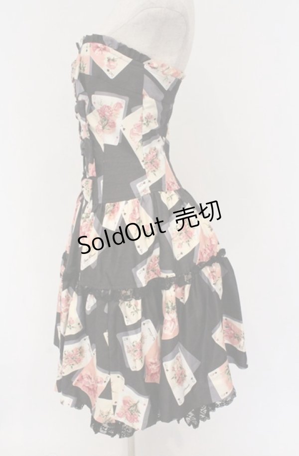 画像2: JESUS DIAMANTE / アントワーヌベアワンピ 38 トランプ薔薇柄黒 O-26-02-24-1044-JE-OP-OW-OS (2)