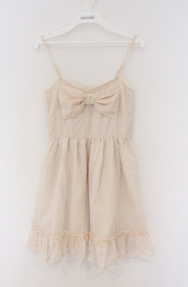 画像1: LIZ LISA / BIGリボンシフォンキャミワンピース 0 ピンク寄りアイボリー O-26-02-24-1005-LO-OP-OW-OS (1)