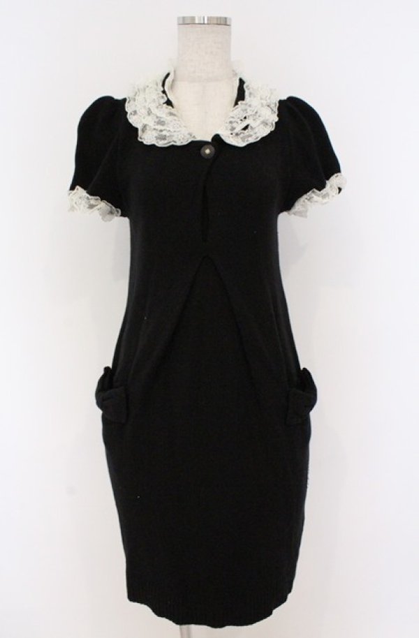 画像1: JESUS DIAMANTE / 丸襟ニットワンピース 40 クロ O-26-02-24-1047-JE-TO-OW-OS (1)