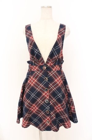 画像: LIZ LISA / タータンビスチェ風スカート 0 ネイビー O-26-02-24-1049-LO-SK-YM-OS