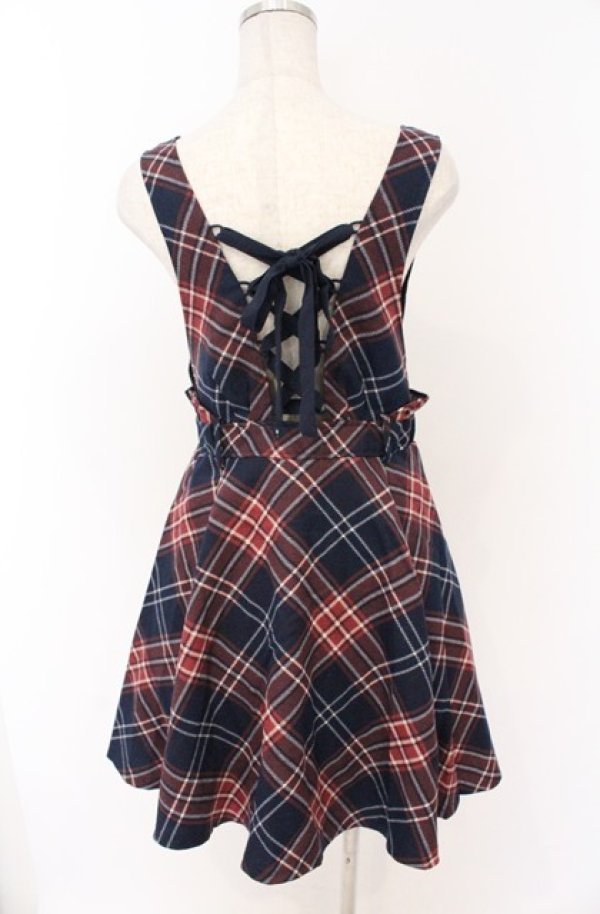 画像3: LIZ LISA / タータンビスチェ風スカート 0 ネイビー O-26-02-24-1049-LO-SK-YM-OS (3)