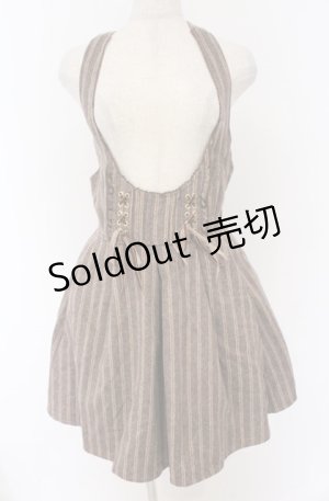 画像: LIZ LISA / ウールストライプサスペンダースカート 0 ブラウン O-26-02-24-1050-LO-SK-YM-OS