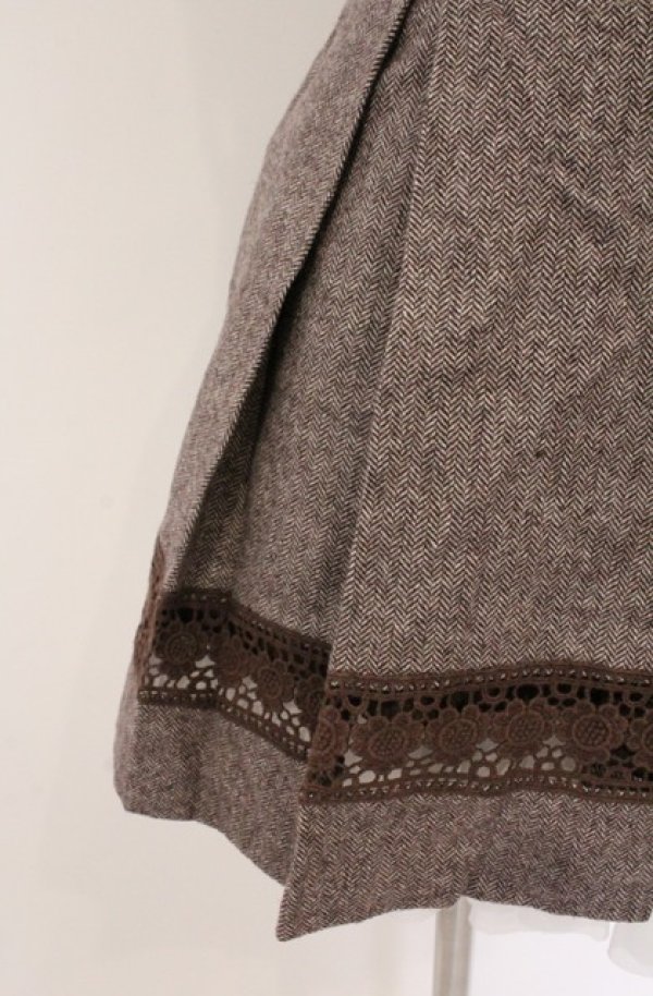 画像2: Secret Honey / 裾レースヘリンボンスカート 2 ブラウン O-26-02-24-1051-CA-SK-YM-OS (2)