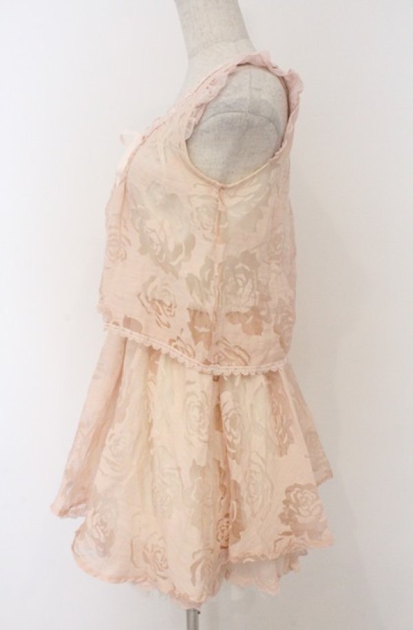 画像4: LIZ LISA / ローズジャガード重ね風ワンピース 0 ピンクｘシロ O-26-02-24-1053-LO-OP-YM-OS (4)