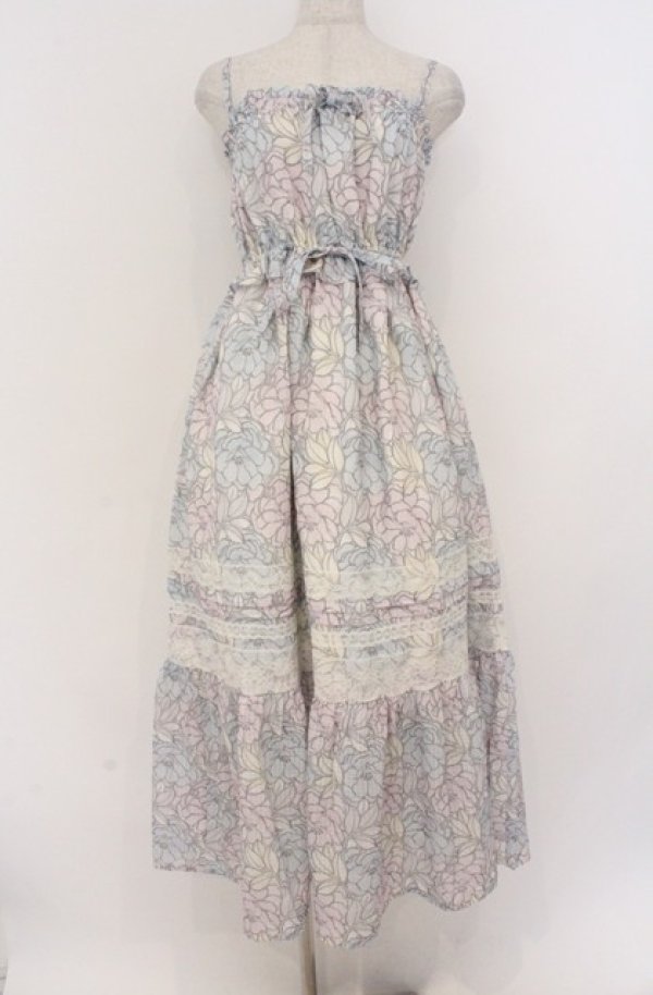 画像1: LIZ LISA / レースはわせ総柄マキシワンピース 0 サックスｘラベンダーｘピンク O-26-02-24-1055-LO-OP-YM-OS (1)