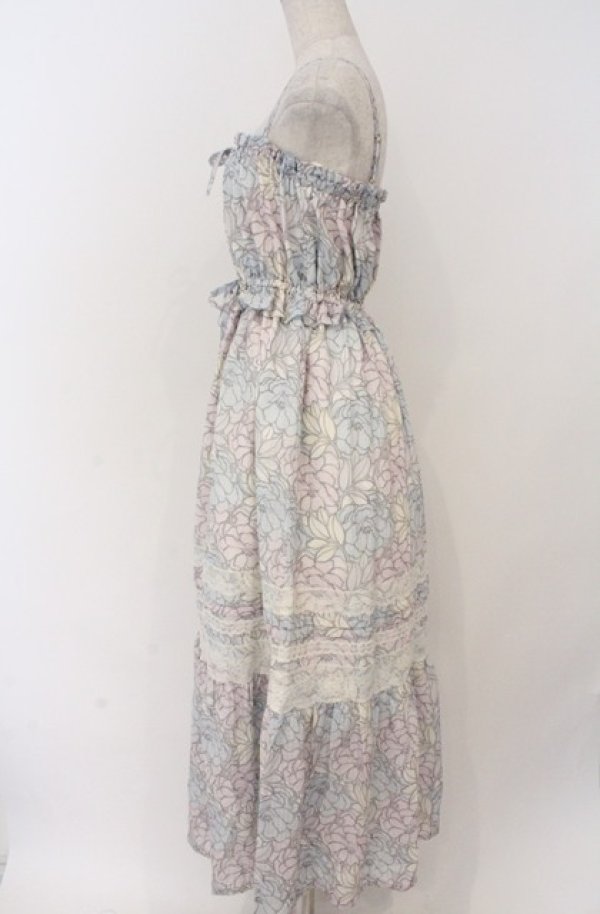 画像4: LIZ LISA / レースはわせ総柄マキシワンピース 0 サックスｘラベンダーｘピンク O-26-02-24-1055-LO-OP-YM-OS (4)