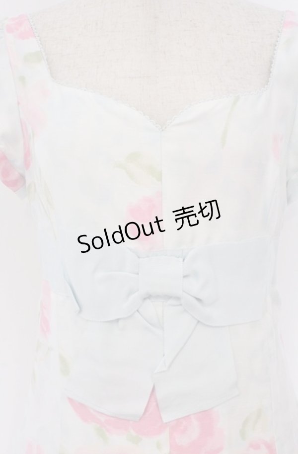 画像2: JESUS DIAMANTE / コアクマワンピース 42 ヒョウ薔薇柄サックス O-26-02-24-1056-JE-OP-OW-OS (2)