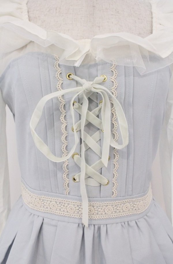 画像2: LIZ LISA / レース装飾切り替えワンピース O サックスｘシロ O-26-02-24-1059-LO-OP-YM-OS (2)