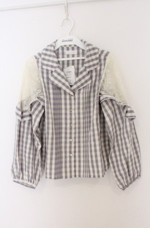 画像: LIZ LISA / レースショルダーチェックシャツ 0 ライトグレー O-26-02-24-1060-LO-BL-YM-OS