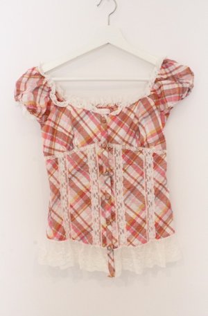 画像: LIZ LISA / タータンチェックブラウス  ピンク O-26-02-24-1062-LO-BL-YM-OS