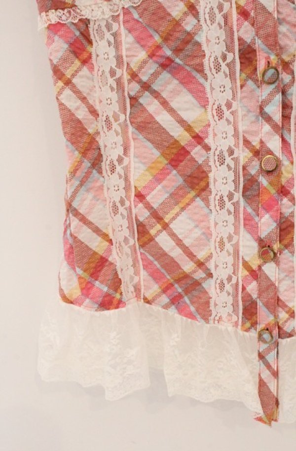 画像2: LIZ LISA / タータンチェックブラウス  ピンク O-26-02-24-1062-LO-BL-YM-OS (2)