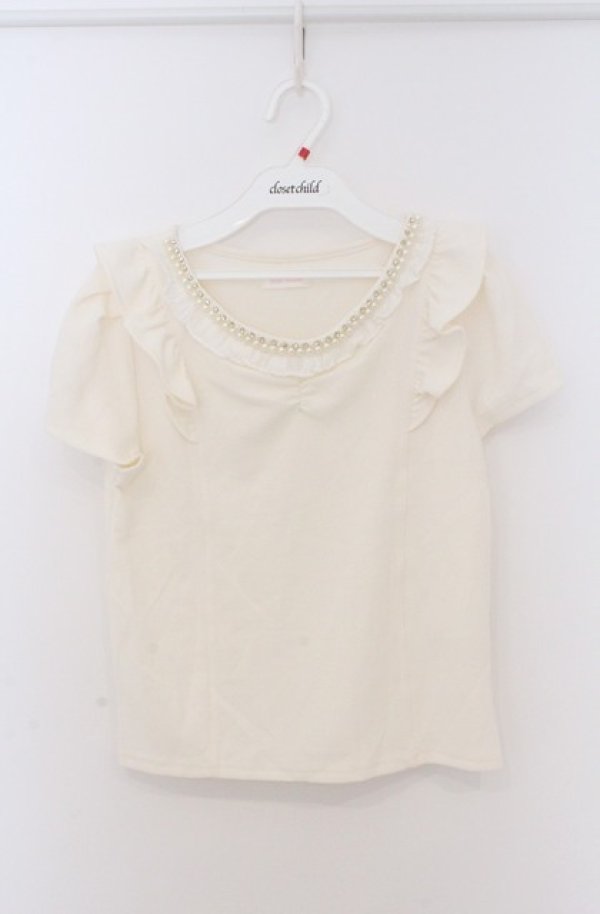 画像1: LIZ LISA / ビジュ襟トップス 0 アイボリー O-26-02-24-1066-LO-TO-YM-OS (1)