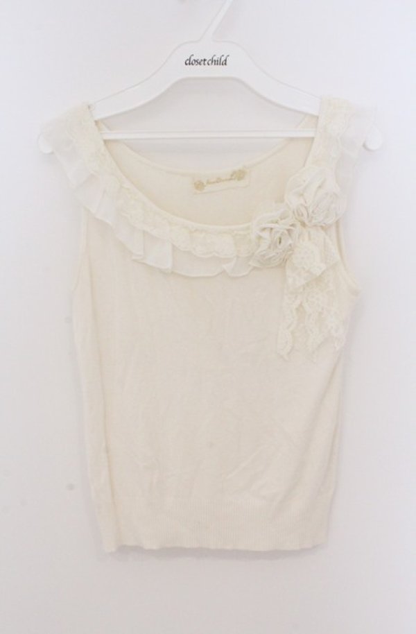 画像1: JESUS DIAMANTE / ローズモチーフ付きタンク  アイボリー O-26-02-24-1067-JE-TO-OW-OS (1)