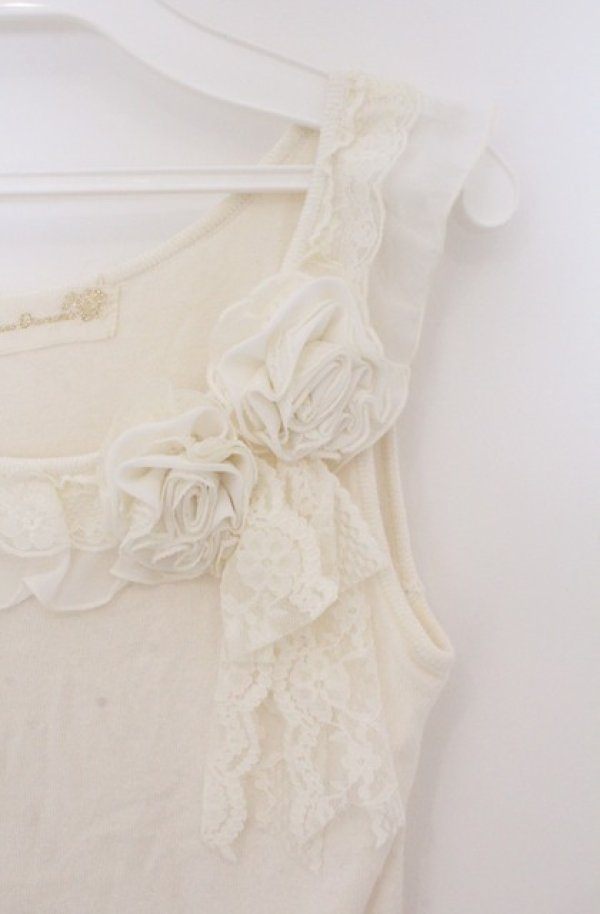 画像2: JESUS DIAMANTE / ローズモチーフ付きタンク  アイボリー O-26-02-24-1067-JE-TO-OW-OS (2)