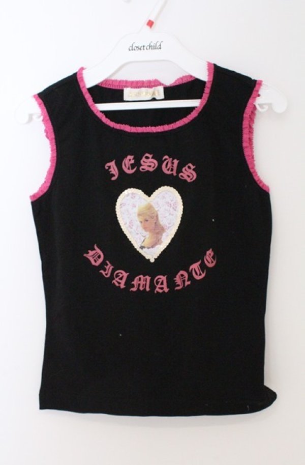 画像1: JESUS DIAMANTE / ハートフレームタンクトップ  クロ O-26-02-24-1071-JE-TO-OW-OS (1)