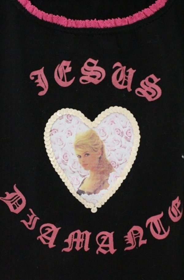 画像2: JESUS DIAMANTE / ハートフレームタンクトップ  クロ O-26-02-24-1071-JE-TO-OW-OS (2)
