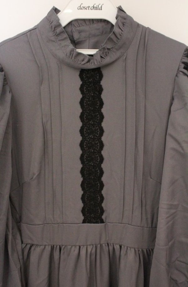 画像2: m petit by misako / AM＊レースティアードワンピース M グレー O-26-02-24-1015-LO-OP-IG-OS (2)