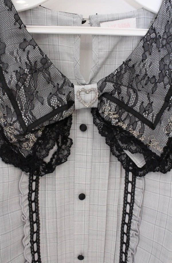 画像2: LIZ LISA / リボン衿ブラウス  グレー O-26-02-24-1002-LO-BL-IG-OS (2)