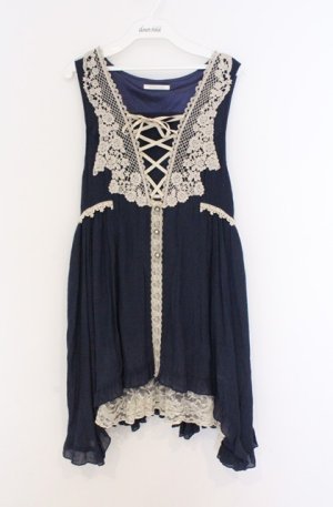 画像: axes femme / 刺繍レースチュニック M ネイビー O-26-02-24-1018-AX-OP-IG-OS