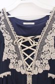 画像2: axes femme / 刺繍レースチュニック M ネイビー O-26-02-24-1018-AX-OP-IG-OS (2)
