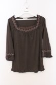 画像1: axes femme / フラワーレース配色7部袖カットソー M ブラウン O-26-02-24-1022-AX-TO-IG-OS (1)