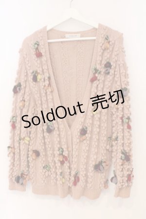 画像: KANEKO ISAO / フラワーモチーフカーディガン  ピンク系 O-26-02-24-065-EL-TO-IG-OS