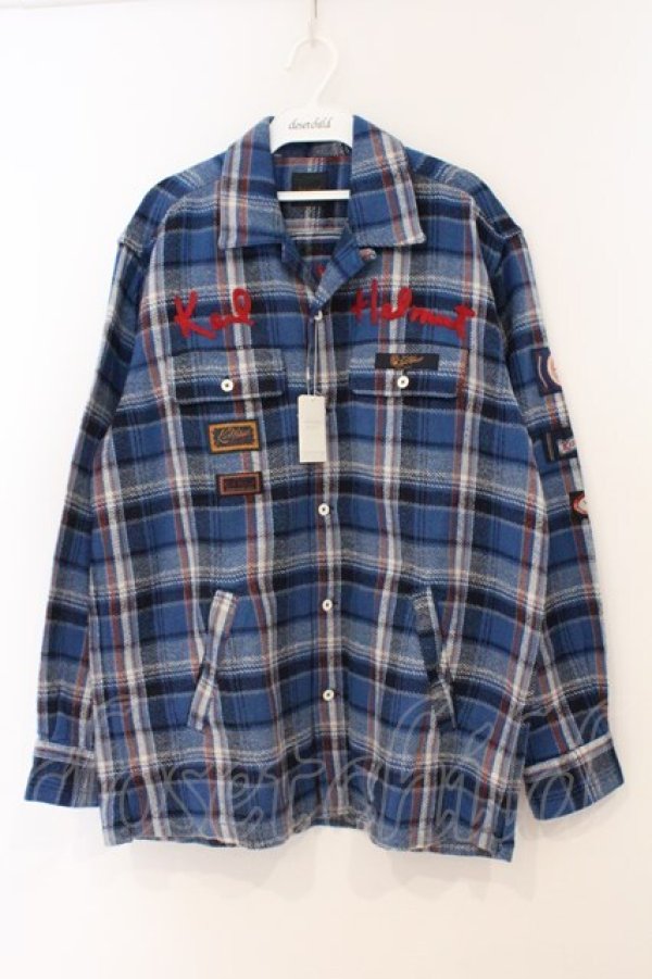 画像1: Karl Helmut / 刺繍ネルシャツ  ブルー O-26-02-24-066-EL-BL-IG-OS (1)