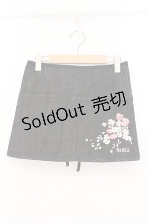 画像: PINK HOUSE / 桜刺繍カフェエプロン  インディイゴ×ピンク O-26-02-24-007-LO-SK-IG-OS