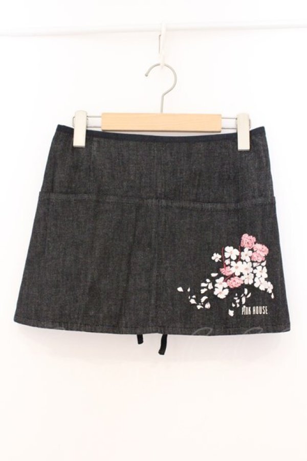 画像1: PINK HOUSE / 桜刺繍カフェエプロン  インディイゴ×ピンク O-26-02-24-007-LO-SK-IG-OS (1)