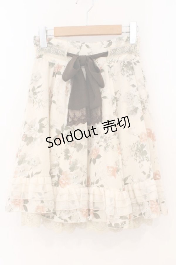 画像1: axes femme / ローズプリントスカート M 生成り×ブラウン O-26-02-24-068-AX-SK-IG-OS (1)