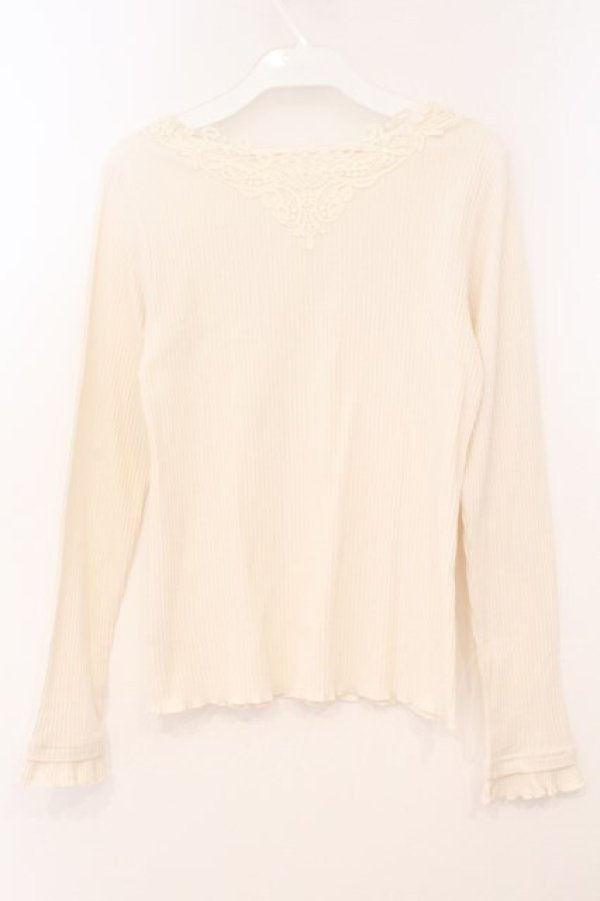 画像2: axes femme / モチーフレースリブプルオーバー M オフシロ O-26-02-24-074-AX-TO-IG-OS (2)