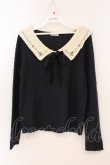 画像1: axes femme POETIQUE / 刺繍入りセーラー襟ニットプルオーバー M ネイビー×アイボリー O-26-02-24-077-AX-TO-IG-OS (1)