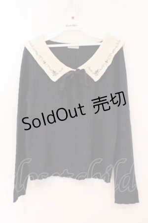 画像: axes femme POETIQUE / 刺繍入りセーラー襟ニットプルオーバー M ネイビー×アイボリー O-26-02-24-077-AX-TO-IG-OS