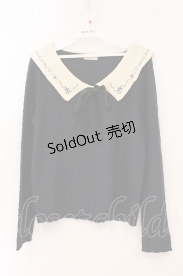 画像1: axes femme POETIQUE / 刺繍入りセーラー襟ニットプルオーバー M ネイビー×アイボリー O-26-02-24-077-AX-TO-IG-OS (1)