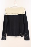 画像2: axes femme POETIQUE / 刺繍入りセーラー襟ニットプルオーバー M ネイビー×アイボリー O-26-02-24-077-AX-TO-IG-OS (2)