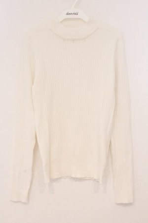 画像: axes femme / パール配色ニット M シロ O-26-02-24-080-AX-TO-IG-OS